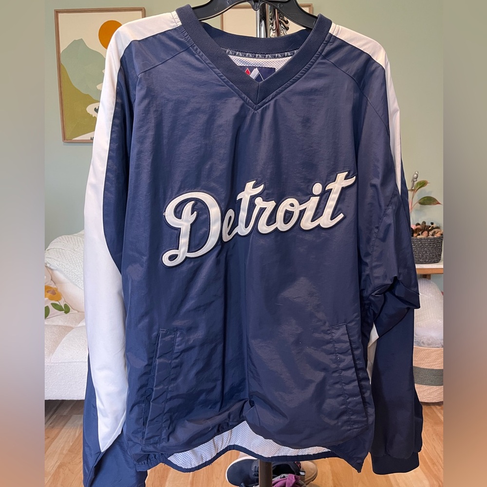 Majestic Navy and White 'Detroit' Pullover Jacket